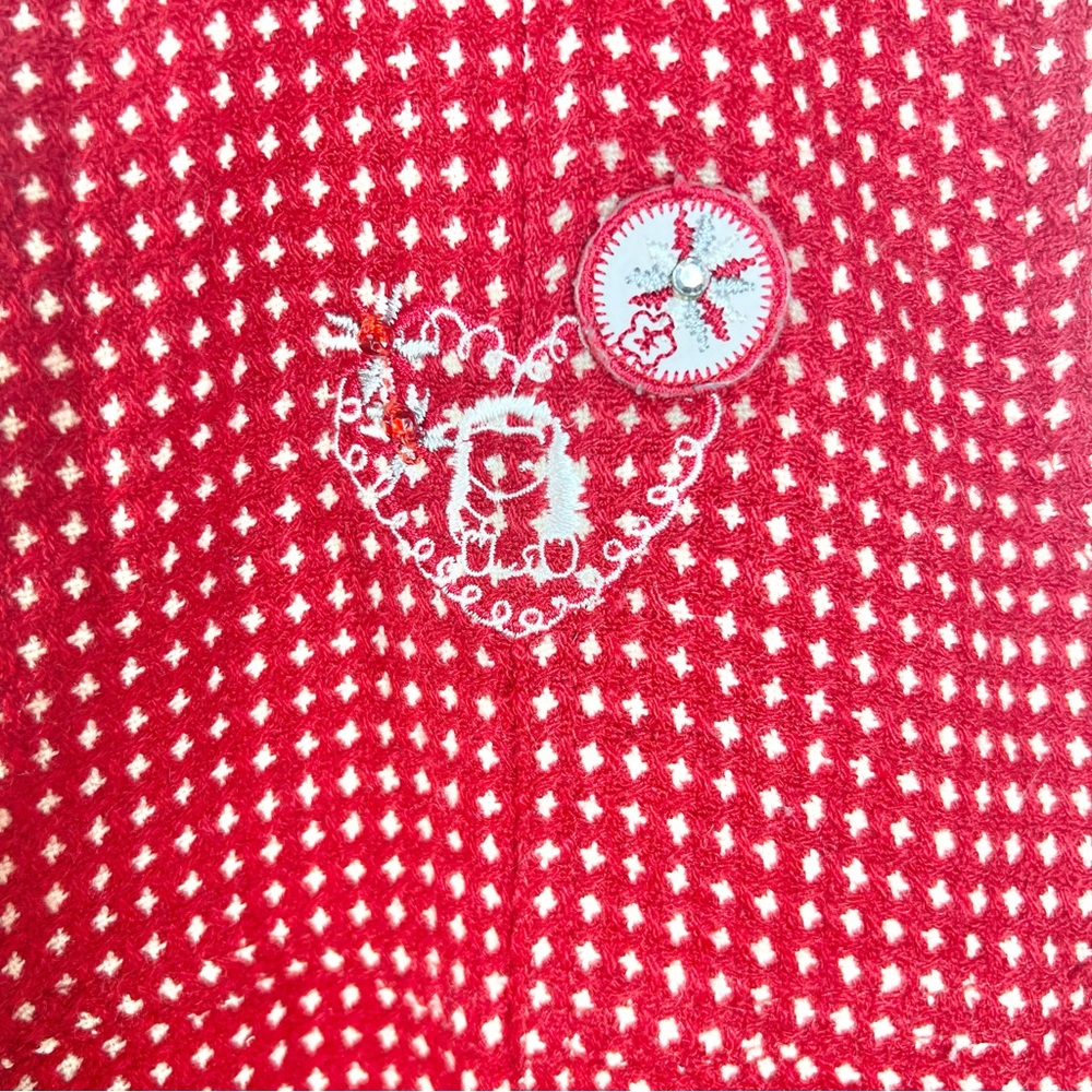 Pampolina | European Red and White Wool Blend Lined Jumper Dress | Size 3T - Picture 10 of 15